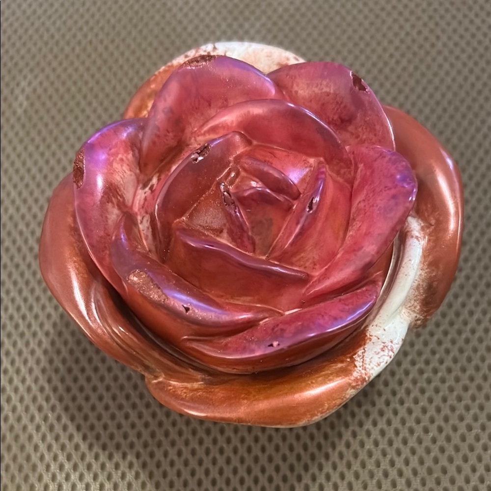 Elegant Rose-Shaped Home Accent Trinket Jar